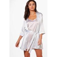 Satin Kimono Robe - pale blue