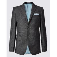 Savile Row Inspired Grey Textured Regular Fit Wool Jacket
