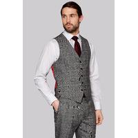 savoy taylors guild regular fit black and white check waistcoat