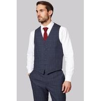 savoy taylors guild regular fit blue check waistcoat