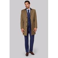 Savoy Taylors Guild Regular Fit Tan Check Covert Coat