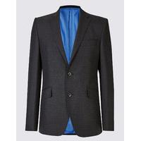 Savile Row Inspired Grey Checked Tailored Fit Wool Jacket