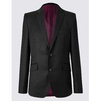 Savile Row Inspired Black Tailored Fit Wool Jacket