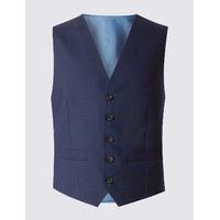 Savile Row Inspired Navy Tailored Fit Wool Waistcoat