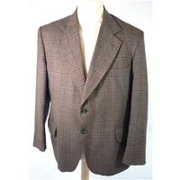 Saxon Hawk Size: Large (42 chest, reg length) Dark Brown with Large Check Casual/Stylish Wool Designer Blazer/Jacket.