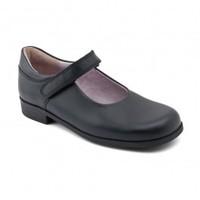 Samba, Navy Blue Leather Girls Riptape School Shoes