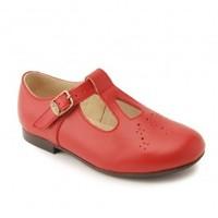 Sandalette II, Red Leather Girls T-bar Buckle Classics Shoes