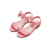 Sandals Spring Summer Fall Comfort Leatherette Casual Flat Heel Bowknot Pink White