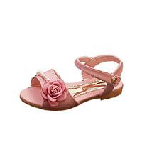 Sandals Spring Summer Fall Comfort PU Casual Flat Heel Imitation Pearl Pink White
