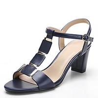 Sandals Spring Summer Fall Toe Ring PU Office Career Dress Casual Chunky Heel Rivet