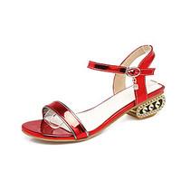 Sandals Spring Summer Light Soles Leatherette Casual Low Heel Green Pink Red White Champagne