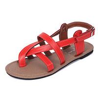 Sandals Spring Comfort PU Casual Flat Heel Others Black Red White