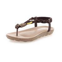 Sandals Summer Slingback PU Outdoor Office Career Dress Casual Low Heel Braided Strap Black White Light Brown