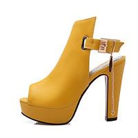 Sandals Spring Summer Fall Club Shoes Gladiator Novelty Leatherette Office Career Dress Casual Chunky Heel Buckle ChainBlack Yellow
