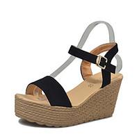 Sandals Summer Creepers PU Casual Wedge Heel Buckle