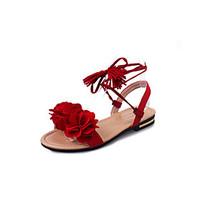 Sandals Summer Comfort PU Office Career Casual Flat Heel Lace-up Black Green Red