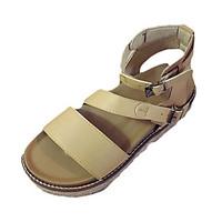 Sandals Spring Comfort PU Outdoor Flat Heel Black Brown Beige