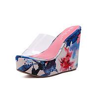 Sandals Spring Summer Fall Comfort Silica Gel Dress Casual Wedge Heel Blue Orange