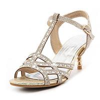 Sandals Spring Summer Fall Club Shoes T-Strap Glitter Party Evening Dress Casual Stiletto Heel Jewelry Heel Rhinestone Sequin Buckle
