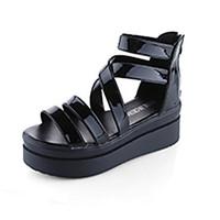 Sandals Spring Comfort PU Casual Flat Heel Others Black White