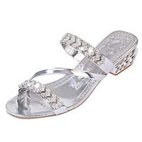 Sandals Summer Novelty Leatherette Party Evening Dress Casual Wedge Heel Rhinestone Gold Sliver Walking