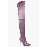 Satin Pointed Thigh Boot - mauve