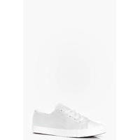 Satin Lace Up Trainer Pump - white