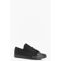 satin lace up trainer pump black