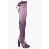 satin peeptoe over the knee mauve