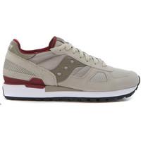 saucony sneaker shadow in suede and beige net fabric mens shoes traine ...