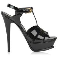 SAINT LAURENT Patent Tribute Heeled Sandals