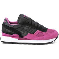 saucony sneaker shadow in suede and black and fuchsia fabric womens tr ...