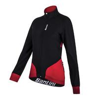 Santini Fashion Women\'s Beta Wind Stopper-free 210 Jacket - Black/red, Medium