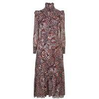 saint laurent leopard print silk folk dress