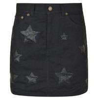 saint laurent denim star mini skirt