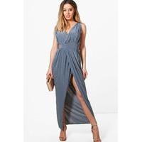 sarah plunge drape maxi dress smoke