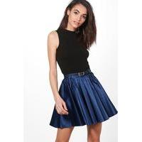 Satin Full Woven Skater Skirt - midnight