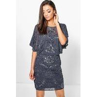 Sanneen All Over Beaded Batwing Dress - grey