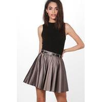 satin full woven skater skirt taupe