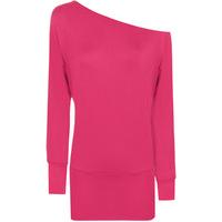 Sabrina Plain Long Sleeve Batwing Top - Cerise