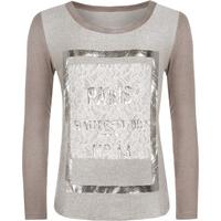 Sandra Knitted Foil Paris Top - Stone