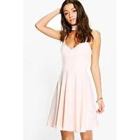 Sadie Detachable Choker Strappy Skater Dress - blush