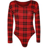 samara tartan long sleeve bodysuit red