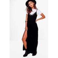 Saskia Lace Trim 2 in 1 Maxi Slip Dress - black