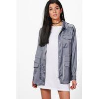 satin parka charcoal