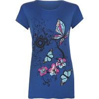 Samantha Butterfly Print T-Shirt - Royal Blue