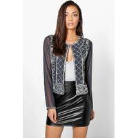 sandrelle premium embellished trophy jacket grey