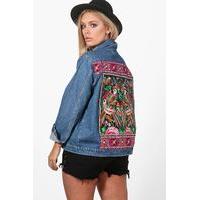 Sally Embroidered Denim Jacket - blue