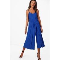 Sadie Wrap Split Leg Strappy Culotte Jumpsuit - cobalt