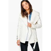 Sadira Bonded Aviator Jacket - cream